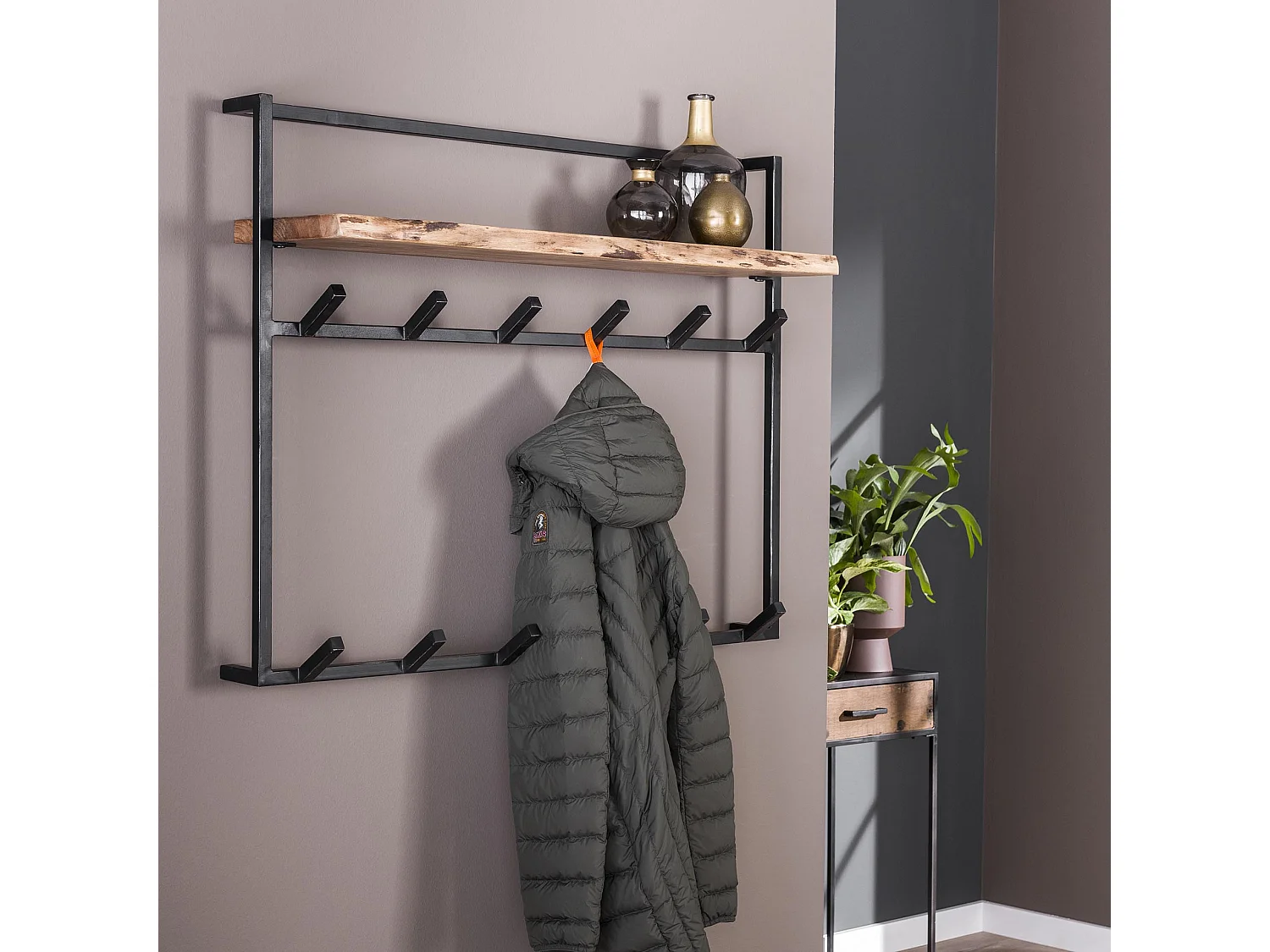 Kapstok Air Solid - 12 Haken - Hoedenplank - Massief Acaciahout - 100x30x80