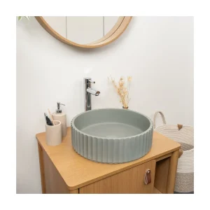 IVILI 39,8 cm ronde groene getextureerde betonnen wastafel IVILI 39,8 cm ronde groene getextureerde betonnen wastafel