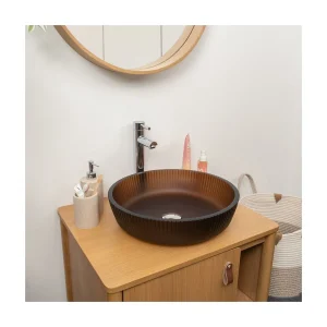HONNY 42cm ronde wastafel met matglasstructuur HONNY 42cm ronde wastafel met matglasstructuur