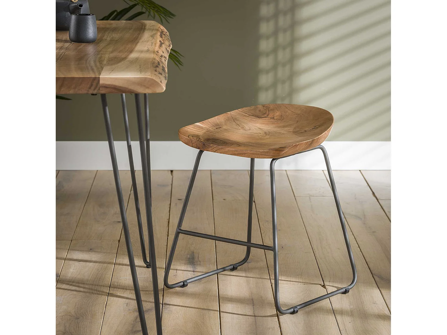 Houten Kruk - Bruin - Acaciahout - 2 Stuks