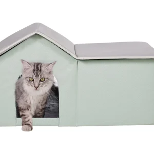 Kattenhuis, SucceBuy Verwarmd Kattenhuis – Buitenkattenhuis met Verwarmingsmat – Groen – Groot Kattenhuis, SucceBuy Verwarmd Kattenhuis – Buitenkattenhuis met Verwarmingsmat – Groen – Groot