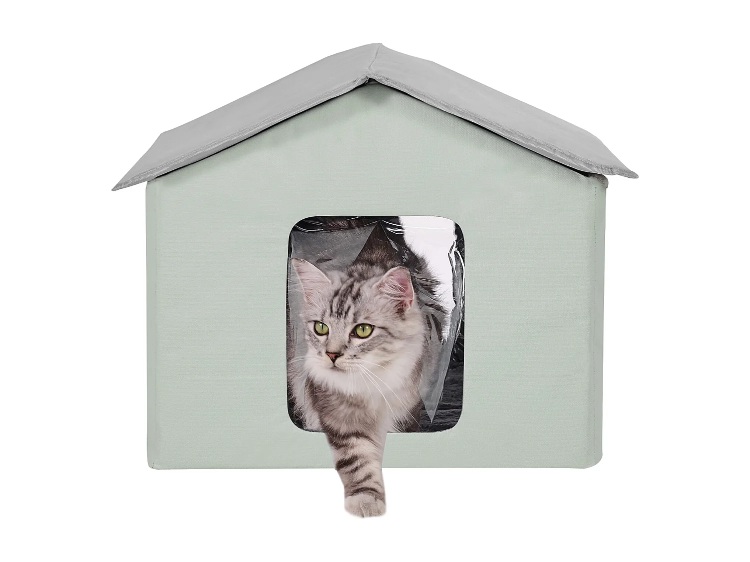 Kattenhuis SucceBuy, Opvouwbaar Verwarmd Kattenhuis met Verstelbare Temperatuurmat (Midden)