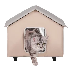 Kattenhuis, SucceBuy Verhoogd en Verwarmd Kattenbed met Verwarmingsmat, Bruin (Medium) Kattenhuis, SucceBuy Verhoogd en Verwarmd Kattenbed met Verwarmingsmat, Bruin (Medium)