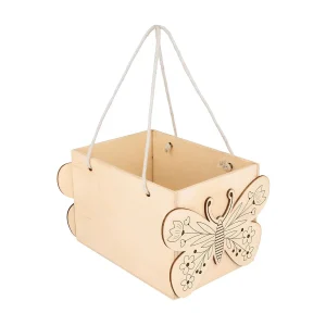 Houten mand met vlinders