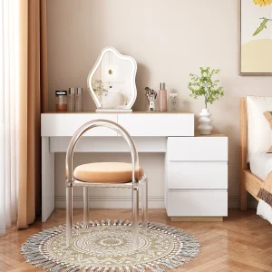 Kaptafel – 125 x 38,9 x 76 cm – met 5 lades – voor slaapkamer – E1 spaanplaat – wit