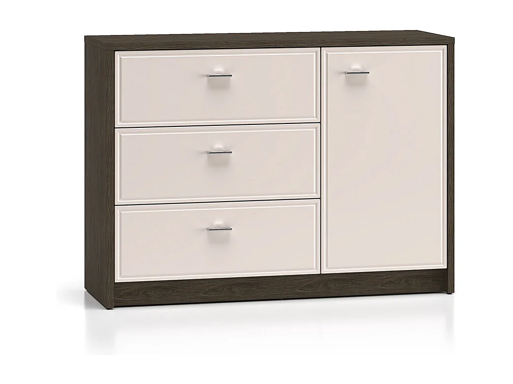 Kaius Kasjmier en Donker Hout 1-deurs 3-lade dressoir