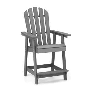 Hoge Adirondack stoel met voetensteun, weerbestendige barkruk van HDPE, balkonstoel met armleuning, outdoor Adirondack stoel voor tuin, terras (grijs)ZB33793 Hoge Adirondack stoel met voetensteun, weerbestendige barkruk van HDPE, balkonstoel met armleuning, outdoor Adirondack stoel voor tuin, terras (grijs)ZB33793
