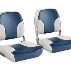 Inklapbare bootstoel, stuurstoel met 12 cm dikke schuimvulling en zachte bekleding, set van 2 stoelen, blauw-greige, 49 x 41 x 47 cmZB33274