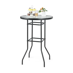 Hoge tuintafel, statafel, ronde bistrotafel met tafelblad van gehard glas, bartafel voor terras, binnenplaats, zwembad, 68 x 68 x 97 cm Hoge tuintafel, statafel, ronde bistrotafel met tafelblad van gehard glas, bartafel voor terras, binnenplaats, zwembad, 68 x 68 x 97 cm