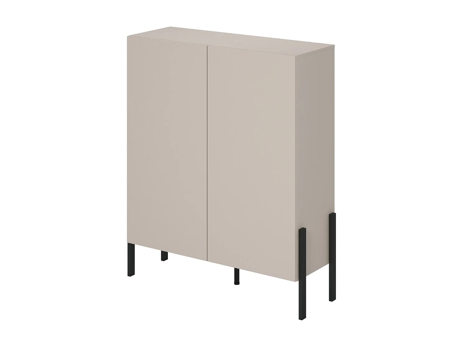 Kast SALMA 2 deuren push-to-open – beige & matzwart, 114×135×40 cm