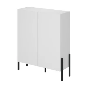 Kast SALMA 2 deuren Push-to-Open – Supermat Wit & Mat Zwart.