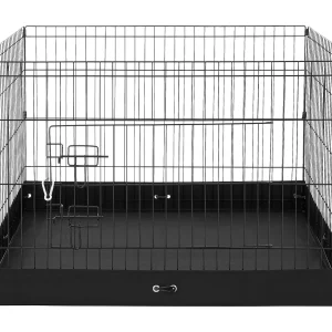Hondenpark SucceBuy Opvouwbare Metalen Hondenren met 4 Panelen en Bodem, 91.44 cm Hoog