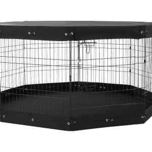 Hondenpark SucceBuy Hondenren met 8 Panelen, Opvouwbare Metalen Hondenren met Beschermhoes, 76.20 cm Hoog