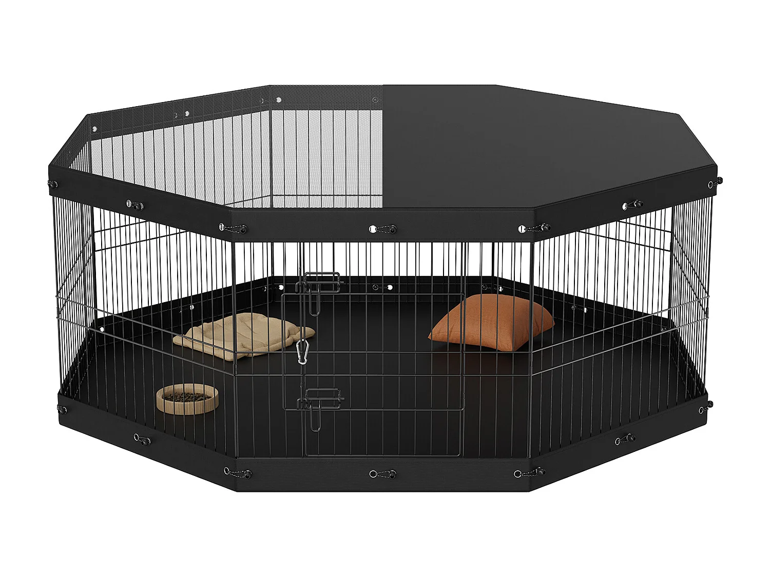 Hondenpark SucceBuy Opvouwbare Metalen Hondenren met 8 Panelen, met Overkapping en Bodem, Hondenren