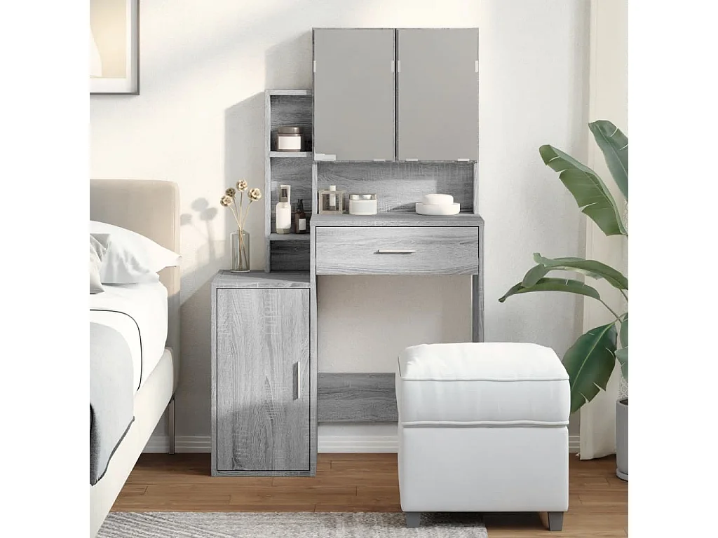 Kaptafel met kastje 80x35x132 cm grijs sonoma eikenkleurig
