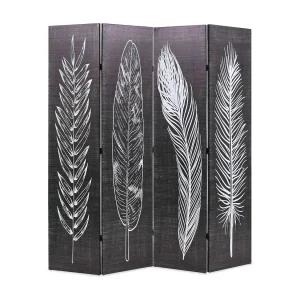 Kamerscherm inklapbaar veren 160×170 cm zwart en wit Kamerscherm inklapbaar veren 160×170 cm zwart en wit