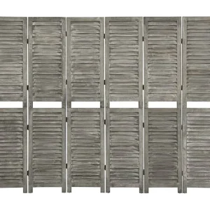 Kamerscherm met 6 panelen 214×166 cm massief hout grijs Kamerscherm met 6 panelen 214×166 cm massief hout grijs