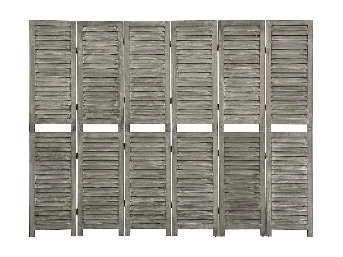Kamerscherm met 6 panelen 214x166 cm massief hout grijs