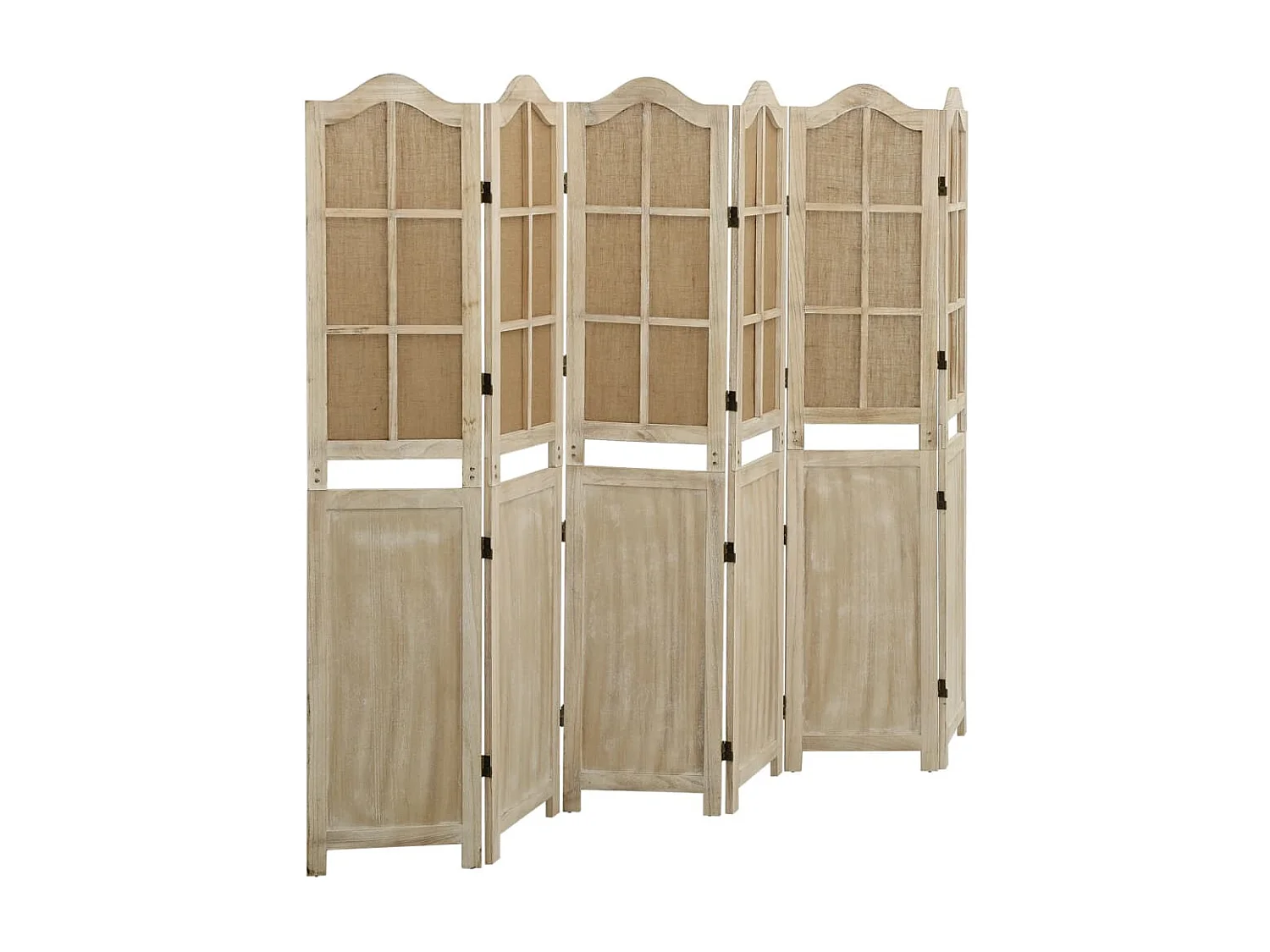 Kamerscherm met 6 panelen 214x165 cm stof bruin