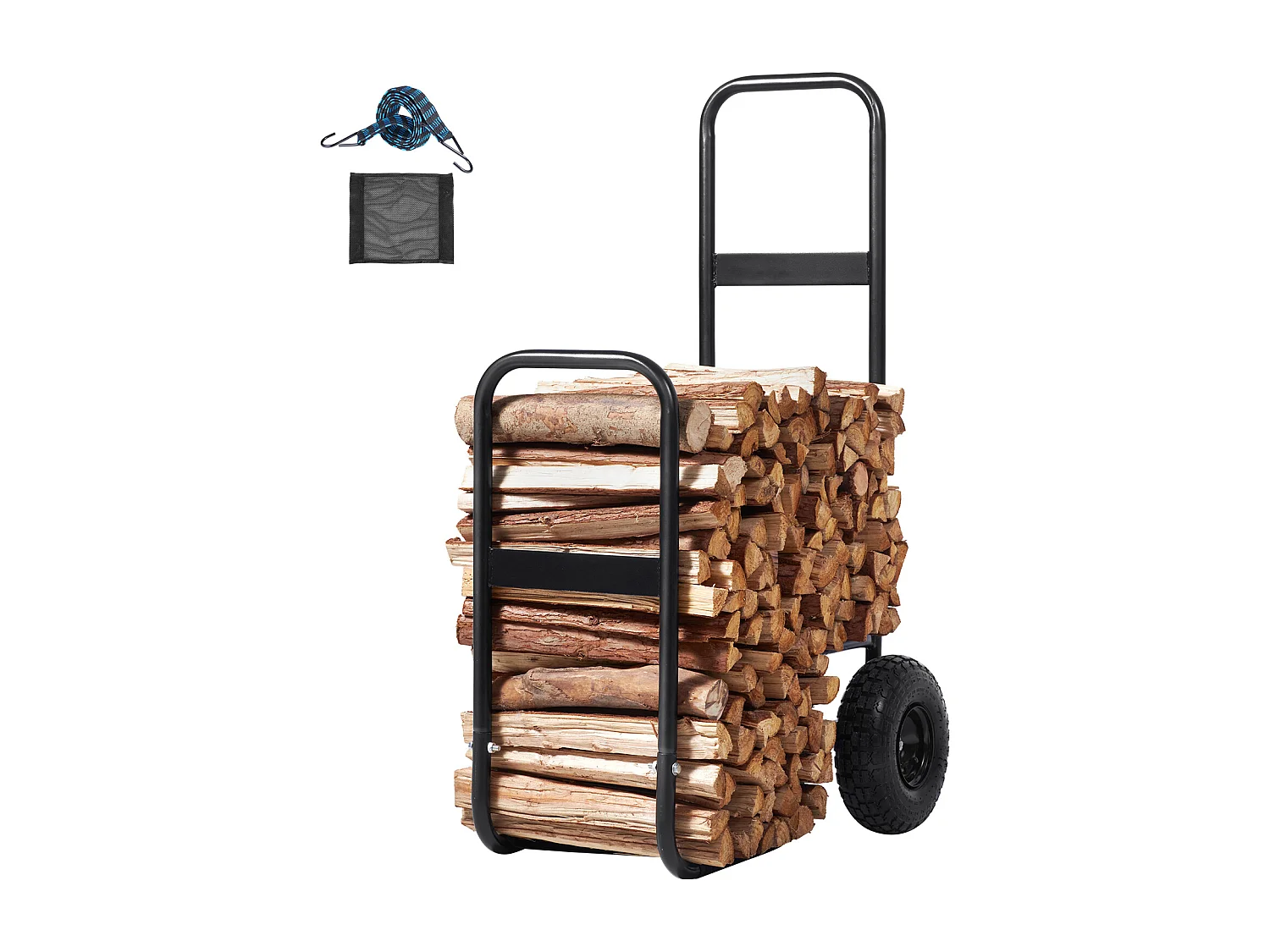 Houtkar, SucceBuy 113,4-kg Brandhoutkar, Stalen Kar, Rubberen Wielen