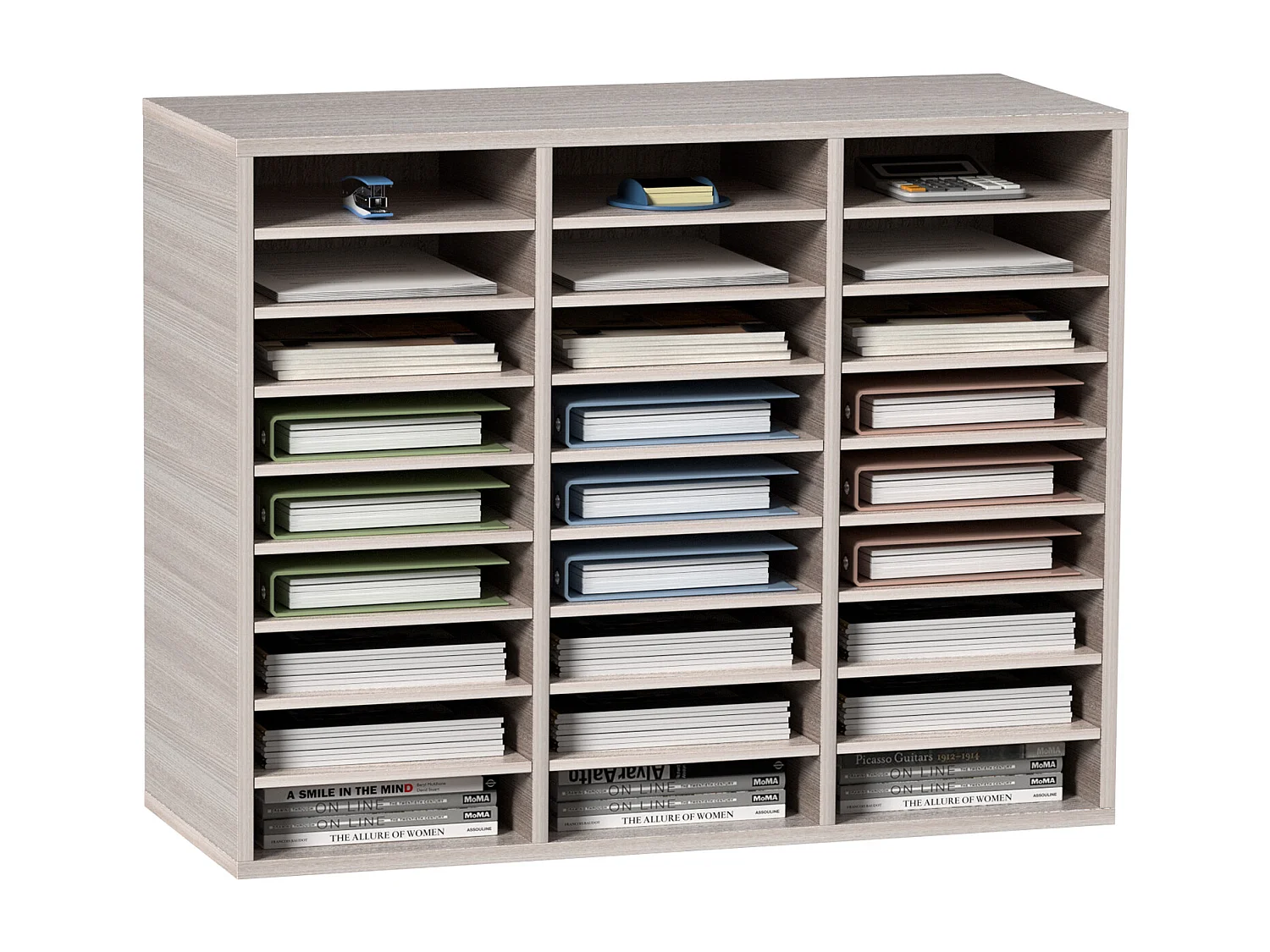 Houten Bureauorganisator SucceBuy, Documentenorganisator, 27 Plaatsen, Grijs