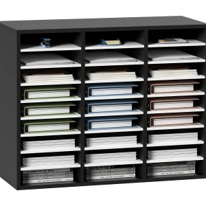 Houten Bureauorganisator SucceBuy, Literatuurorganisator, voorzien van 27 Plaatsen, Zwart Houten Bureauorganisator SucceBuy, Literatuurorganisator, voorzien van 27 Plaatsen, Zwart