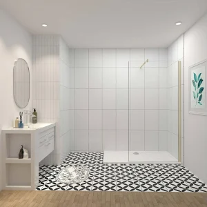 Inloopdouche-douchewand-walk in 8mm NANO EasyClean veiligheidsglas,50x200cm+70-120cm Stabilisatiestang,gouden profiel Inloopdouche-douchewand-walk in 8mm NANO EasyClean veiligheidsglas,50x200cm+70-120cm Stabilisatiestang,gouden profiel