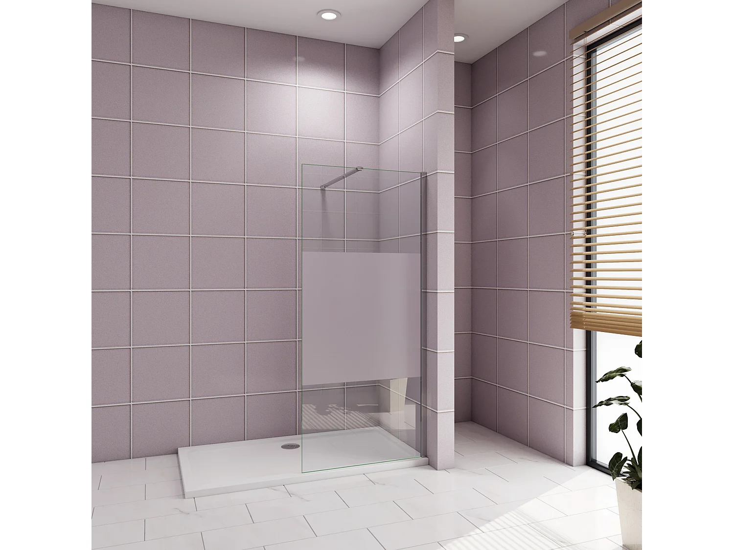 Inloopdouche-douchewand-walk in 120x200 cm,8mm midden wit gematteerd gehard glas met explosieveilige folie+N-vorm: 90 Stabilisatiestang,glanzend chroom profiel