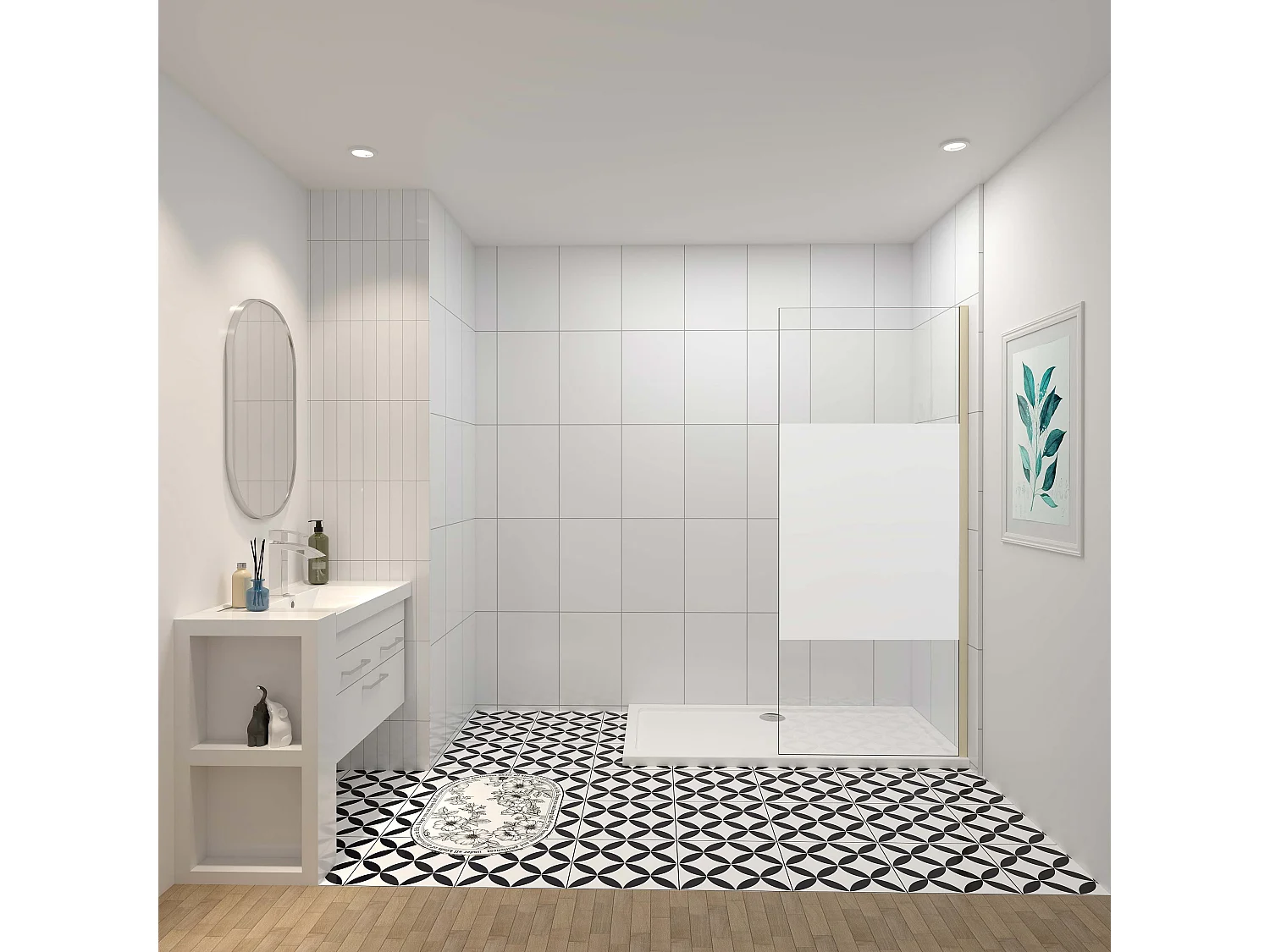 Inloopdouche-douchewand-walk in 90x200 cm,10mm midden wit gematteerd gehard glas met explosieveilige folie,gouden profiel