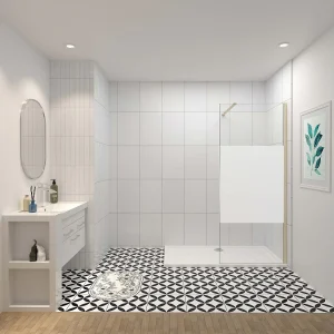 Inloopdouche-douchewand-walk in 90×200 cm,10mm midden wit gematteerd gehard glas met explosieveilige folie+N-vorm: 140 Stabilisatiestang,gouden profiel Inloopdouche-douchewand-walk in 90×200 cm,10mm midden wit gematteerd gehard glas met explosieveilige folie+N-vorm: 140 Stabilisatiestang,gouden profiel