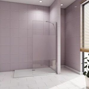 Inloopdouche-douchewand-walk in 70×200 cm,8mm midden wit gematteerd gehard glas met explosieveilige folie+45cm Stabilisatiestang,glanzend chroom profiel Inloopdouche-douchewand-walk in 70×200 cm,8mm midden wit gematteerd gehard glas met explosieveilige folie+45cm Stabilisatiestang,glanzend chroom profiel