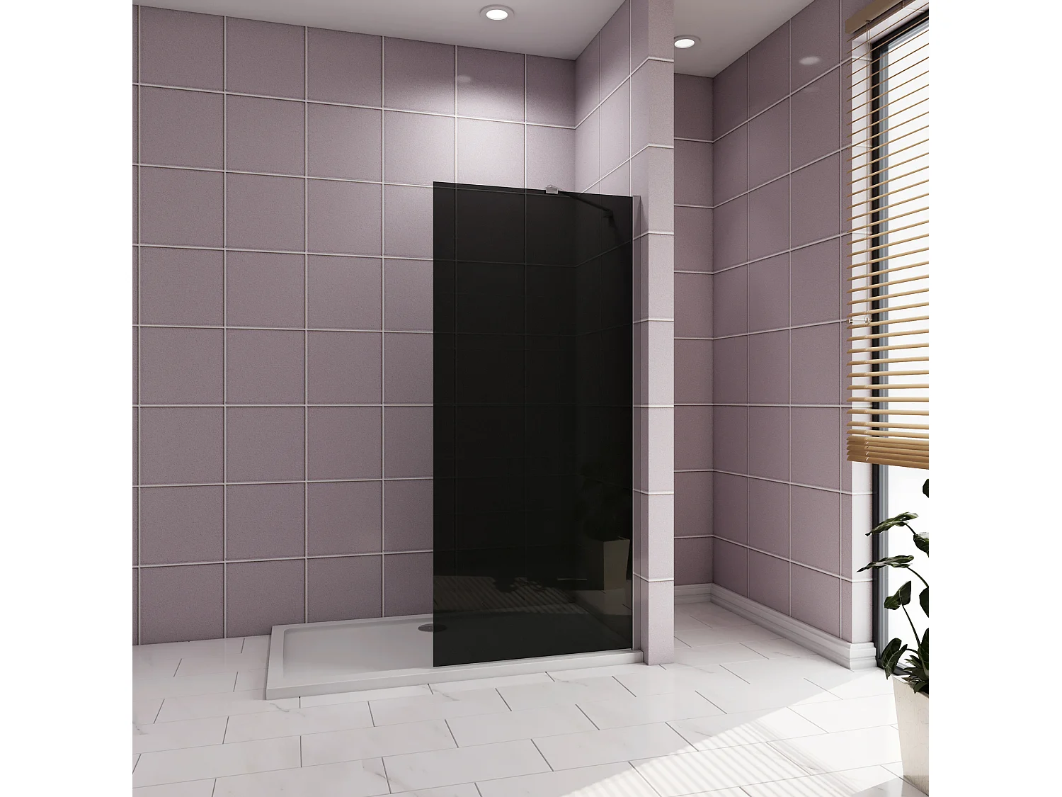 Inloopdouche met zwarte beschermfolie,80x200cm hoog,8mm EasyClean veiligheidsglas,Stabilisatiestang 45cm,glanzend chroom profiel