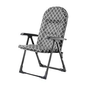 KADAX Tuinstoel met verstelbare rugleuning, relaxstoel van gepoedercoate stalen constructie, klapstoel met draagvermogen tot 110 kg, ligstoel met kussen (grijze KADAX Tuinstoel met verstelbare rugleuning, relaxstoel van gepoedercoate stalen constructie, klapstoel met draagvermogen tot 110 kg, ligstoel met kussen (grijze