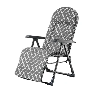 KADAX Tuinstoel met verstelbare rugleuning, relaxstoel van gepoedercoate stalen constructie, klapstoel met draagvermogen tot 110 kg, ligstoel met kussen (grijs KADAX Tuinstoel met verstelbare rugleuning, relaxstoel van gepoedercoate stalen constructie, klapstoel met draagvermogen tot 110 kg, ligstoel met kussen (grijs