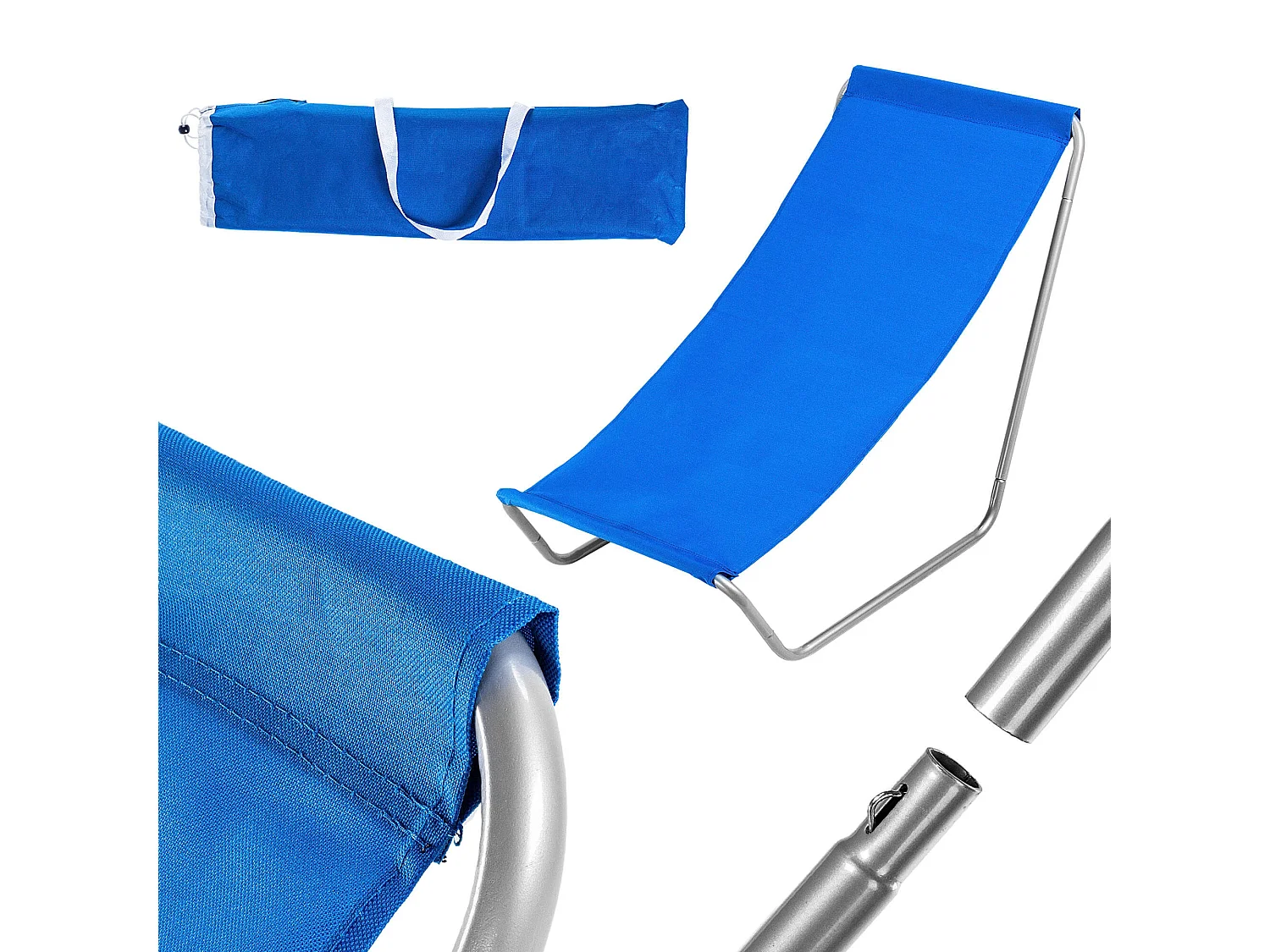 KADAX Strandstoel, inklapbare ligstoel met draagtas, zonnebed met draagvermogen tot 100 kg, waterdichte vouwstoel voor tuin, strand, terras, balkon, blauw