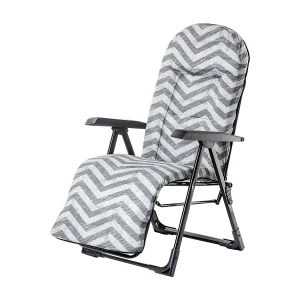 KADAX Tuinstoel met verstelbare rugleuning, relaxstoel van gepoedercoate stalen constructie, klapstoel met draagvermogen tot 110 kg, ligstoel met kussen (Grey KADAX Tuinstoel met verstelbare rugleuning, relaxstoel van gepoedercoate stalen constructie, klapstoel met draagvermogen tot 110 kg, ligstoel met kussen (Grey