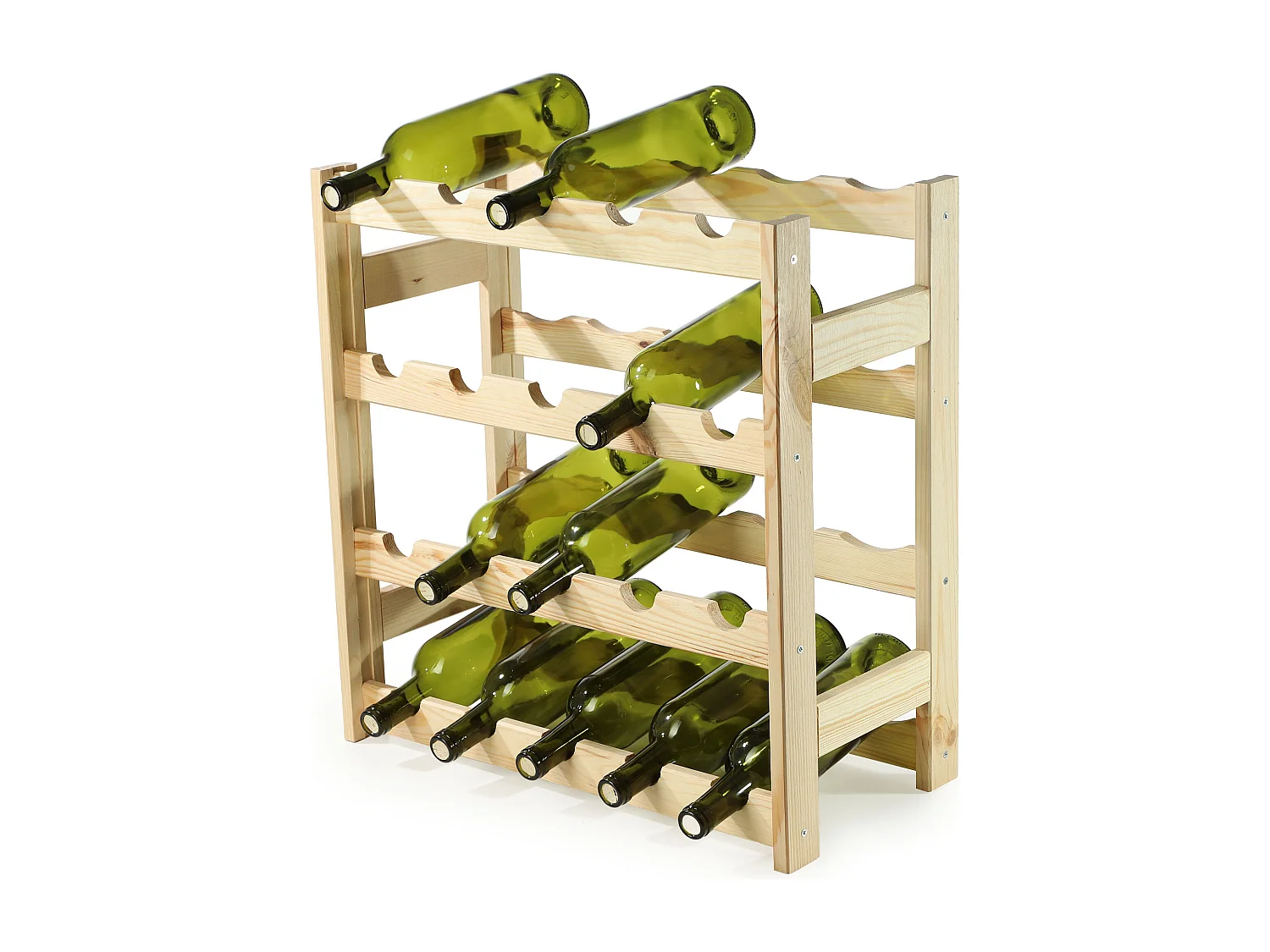 KADAX Wijnrek van hout, 54 x 53 x 25 cm, flessenrek, 20 flessen, wijnstandaard van grenenhout, wijnkast voor wijnflessen, wijnverzameling, opslag van wijn,