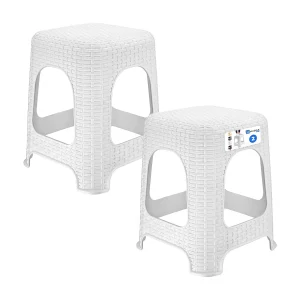 KADAX Kruk van kunststof, opstapkruk, tot 120 kg, rotankruk met antislipvoeten, badkruk, woonkruk, lichte zitkruk, tuinkruk, kruk (2 x set wit) KADAX Kruk van kunststof, opstapkruk, tot 120 kg, rotankruk met antislipvoeten, badkruk, woonkruk, lichte zitkruk, tuinkruk, kruk (2 x set wit)
