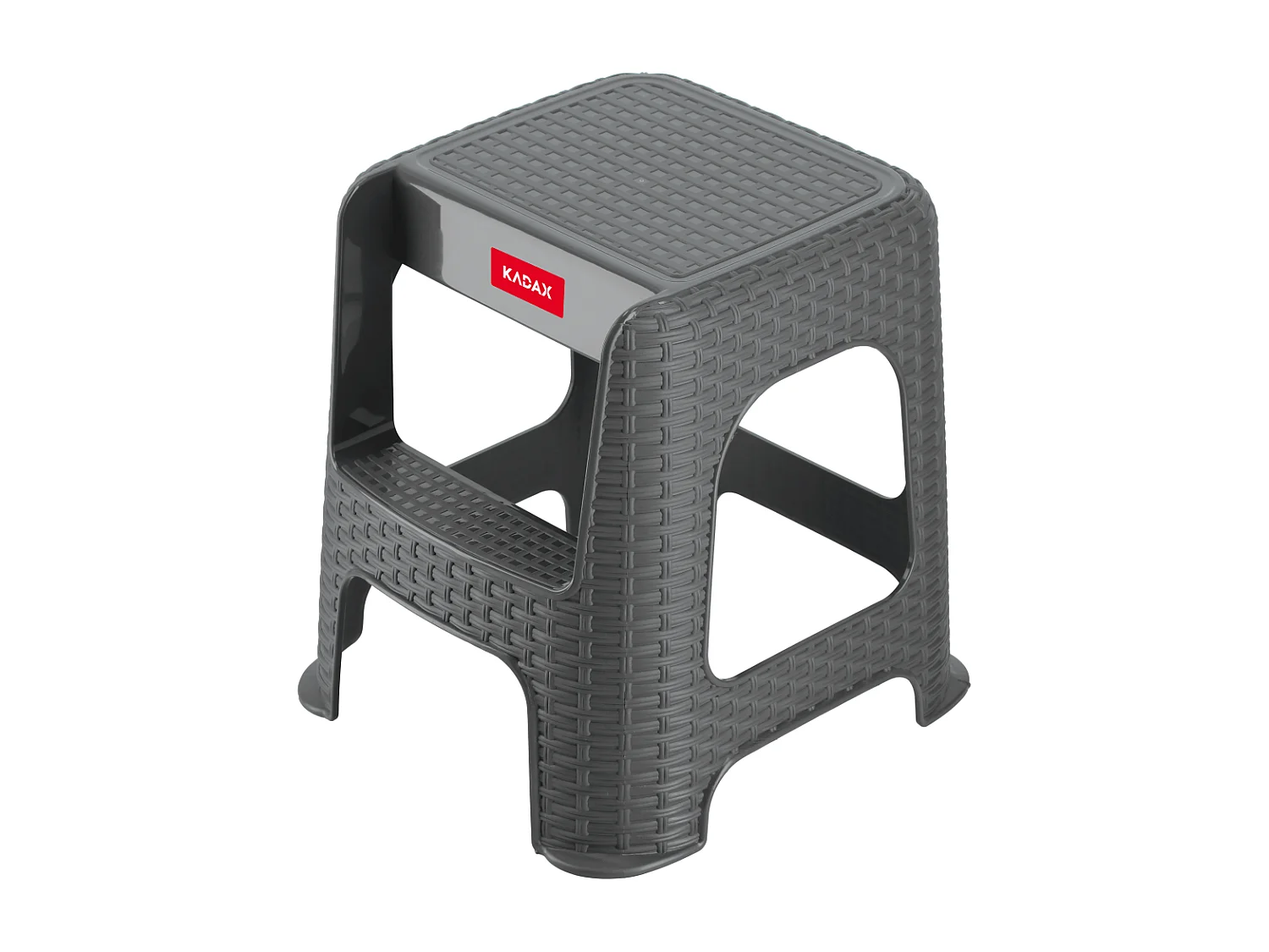 KADAX Kruk van kunststof-recyclingmaterialen, opstapkruk, tot 160 kg, rotankruk met antislipvoeten, trapvormige badkruk, woonkruk, lichte zitkruk, tuinkruk