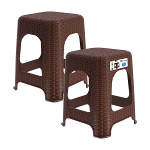 KADAX Kruk van kunststof, opstapkruk, tot 120 kg, rotankruk met antislipvoeten, badkruk, woonkruk, lichte zitkruk, tuinkruk, kruk (2 x set bruin) KADAX Kruk van kunststof, opstapkruk, tot 120 kg, rotankruk met antislipvoeten, badkruk, woonkruk, lichte zitkruk, tuinkruk, kruk (2 x set bruin)