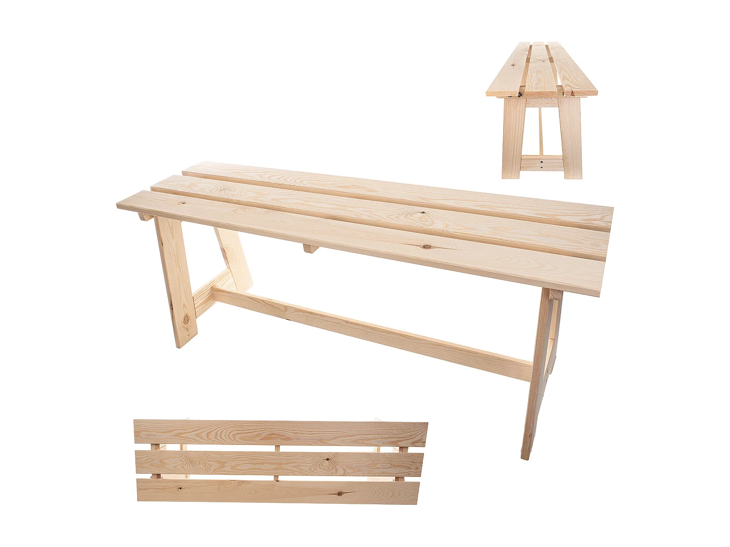 KADAX Houten tuinbank, 2-zits, zonder armleuningen en rugleuning, zitbank, parkeerbank, buitenbank voor balkon, tuin, terras (natuurlijk eiken)