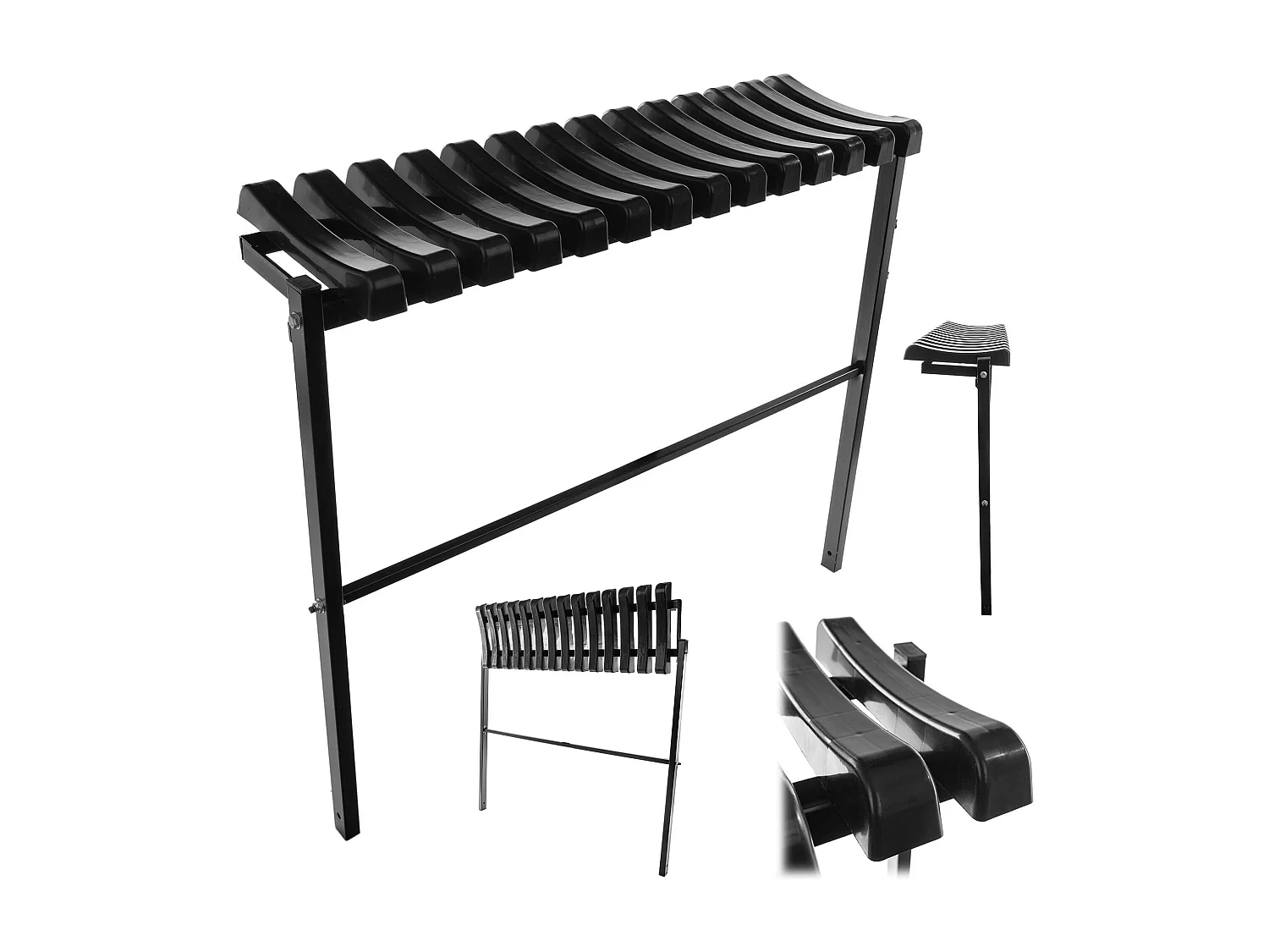 KADAX Begraafbank 91 cm, tuinbank met inklapbare constructie, ruimtebesparende zitbank voor buiten, bank van staal en kunststof voor tuin en begraafplaats