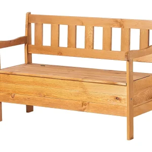 KADAX Tuinbank, 120 x 47 x 81,5 cm, weerbestendige vezelplaatbank met opbergruimte en rugleuning, bruin KADAX Tuinbank, 120 x 47 x 81,5 cm, weerbestendige vezelplaatbank met opbergruimte en rugleuning, bruin