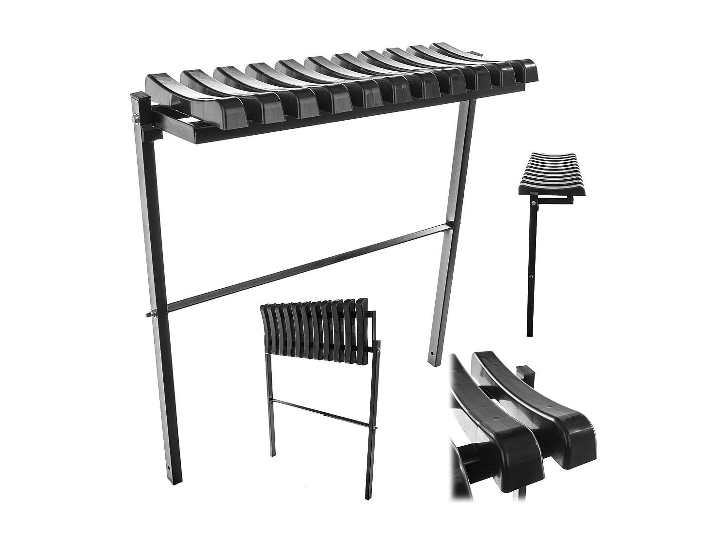 KADAX Friedhofsbank 72,5 cm, tuinbank met inklapbare constructie, ruimtebesparende zitbank voor buiten, bank van staal en kunststof voor tuin en begraafplaats