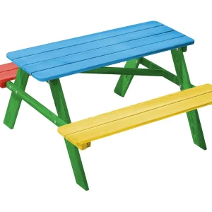KADAX Kinderpicknicktafel met banken, kindermeubel voor picknick, kindertafel van hout, picknickset voor tuin, kinderzitgroep van hout, kinderzitgroep (kleurrijk) KADAX Kinderpicknicktafel met banken, kindermeubel voor picknick, kindertafel van hout, picknickset voor tuin, kinderzitgroep van hout, kinderzitgroep (kleurrijk)