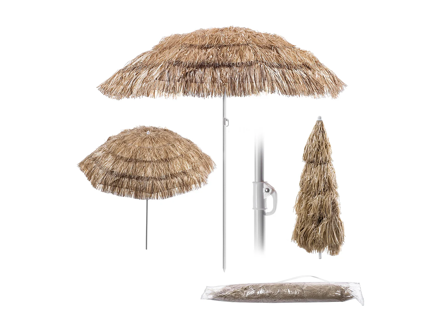 KADAX Ronde parasol voor balkon, tuin, terras, zwembad en strand, in hoogte verstelbare parasol, terrasparasol, bruin/ecru