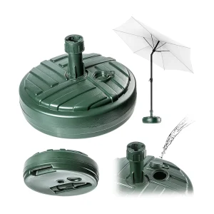 KADAX Parasolstandaard, ronde parasolstandaard, parasolhouder te vullen met zand water of grind, standaard van kunststof voor tuin, terras, strand (versie 1, rond, KADAX Parasolstandaard, ronde parasolstandaard, parasolhouder te vullen met zand water of grind, standaard van kunststof voor tuin, terras, strand (versie 1, rond,