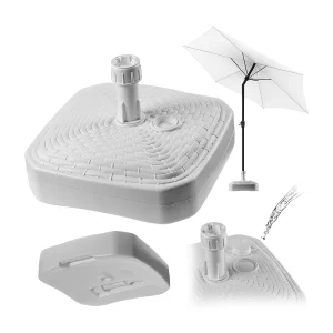 KADAX Parasolstandaard, ronde parasolstandaard, parasolhouder vulbaar met zand water of grind, standaard van kunststof voor tuin, terras, strand (versie 2 KADAX Parasolstandaard, ronde parasolstandaard, parasolhouder vulbaar met zand water of grind, standaard van kunststof voor tuin, terras, strand (versie 2