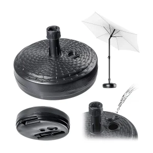 KADAX Parasolstandaard, ronde parasolstandaard, parasolhouder te vullen met zand water of grind, kunststof standaard voor tuin, terras, strand (versie 2, rond, KADAX Parasolstandaard, ronde parasolstandaard, parasolhouder te vullen met zand water of grind, kunststof standaard voor tuin, terras, strand (versie 2, rond,