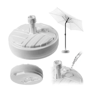 KADAX Parasolstandaard, ronde parasolstandaard, parasolhouder vulbaar met zand water of grind, standaard van kunststof voor tuin, terras, strand (versie 1, rond, KADAX Parasolstandaard, ronde parasolstandaard, parasolhouder vulbaar met zand water of grind, standaard van kunststof voor tuin, terras, strand (versie 1, rond,